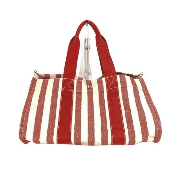 Hermes Handbag Cannes GM Cannes GM Stripe Canvas Red - Picture 1 of 9